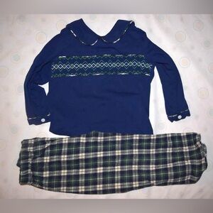 Navy and Green Kids Pajama Set